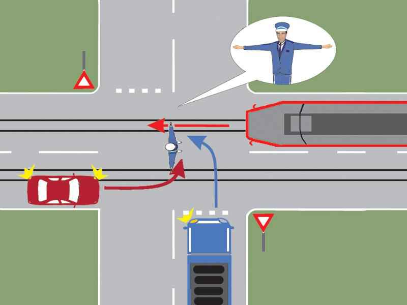 Conducătorul autocamionului poate pătrunde în intersecţie?
