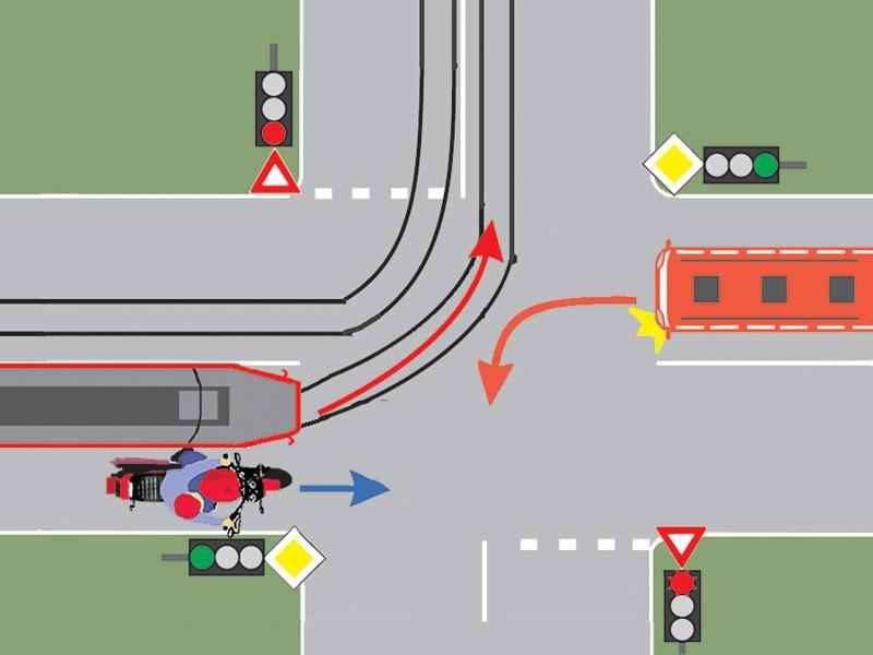 Conducătorul autobuzului din imagine trebuie să acorde prioritate de trecere:
