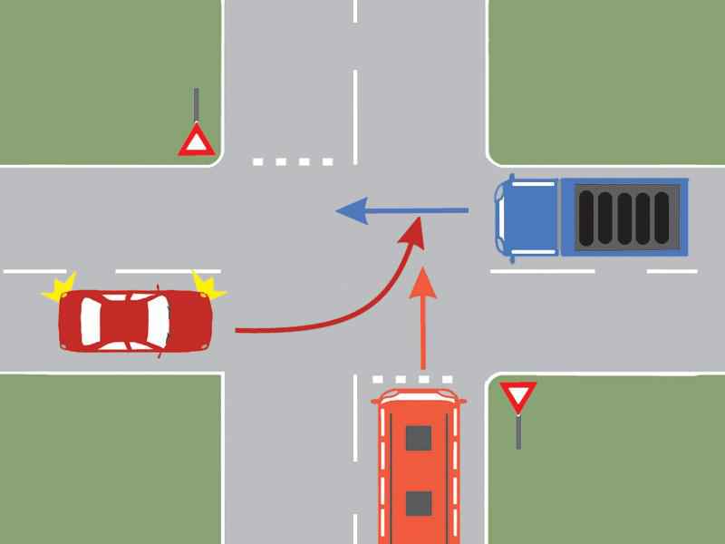 Care autovehicul va trece primul prin intersecţie?